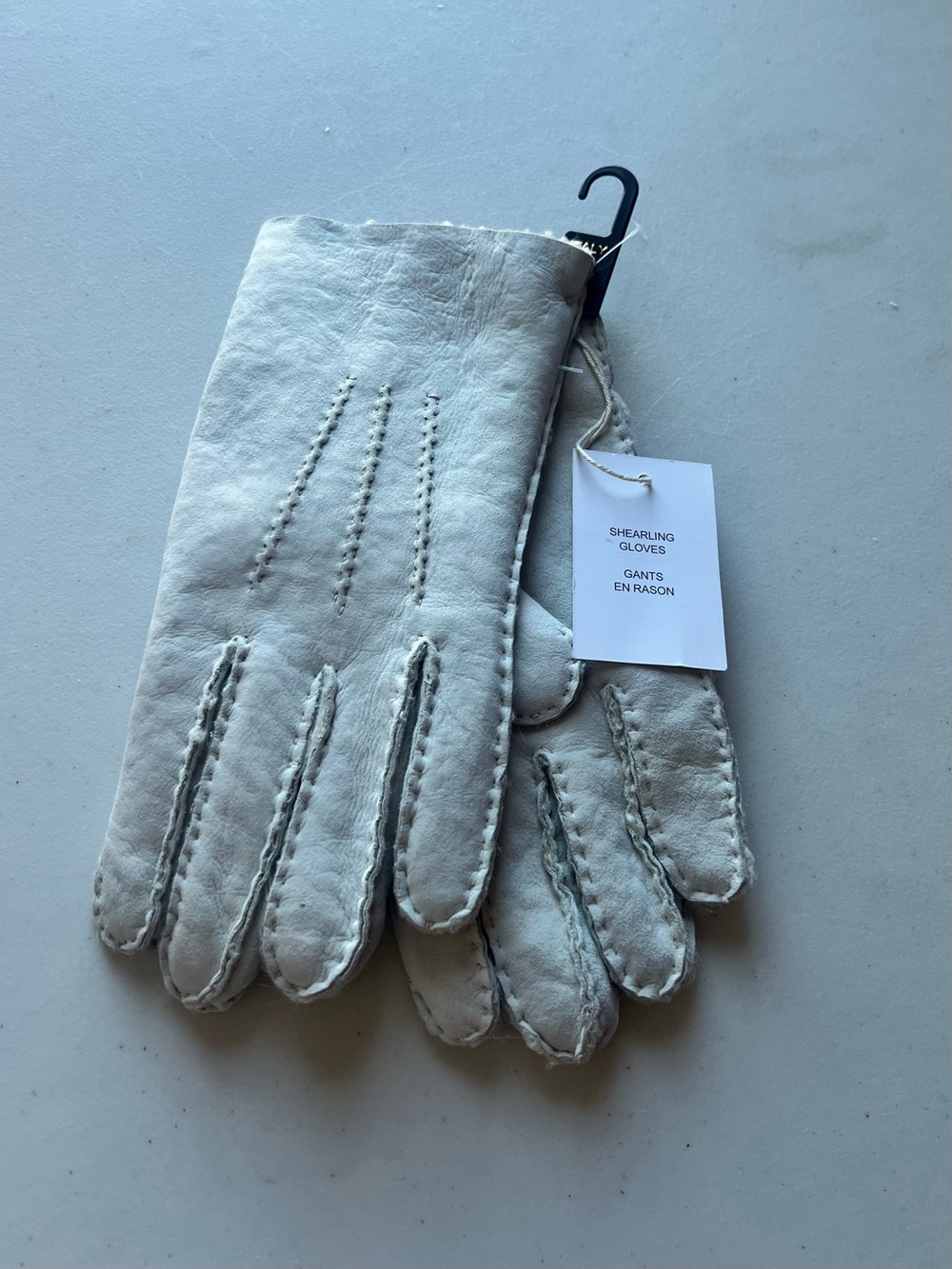 Shearling Leather Gloves - Cream